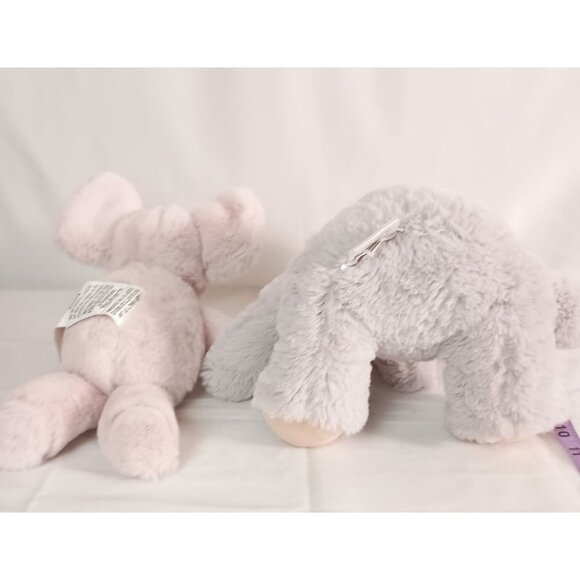 Silverone Set of 2 Plush Elephants Pink Gray Soft Stuffed Animals Kids Gift - Picture 8 of 11